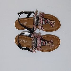 Maurices Aurora Boho Fringe Beaded Memory Foam Sandals